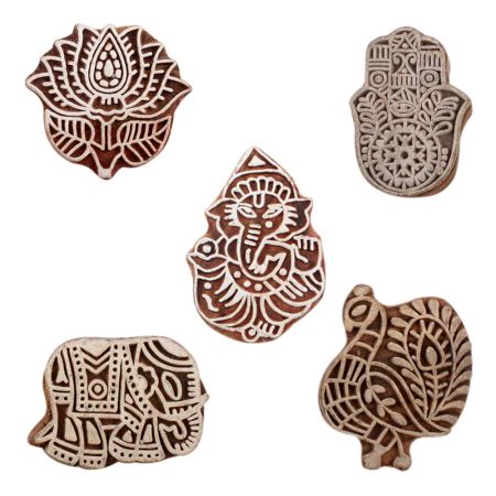 Set of 5 Piece New Mix Wooden Printing Blocks